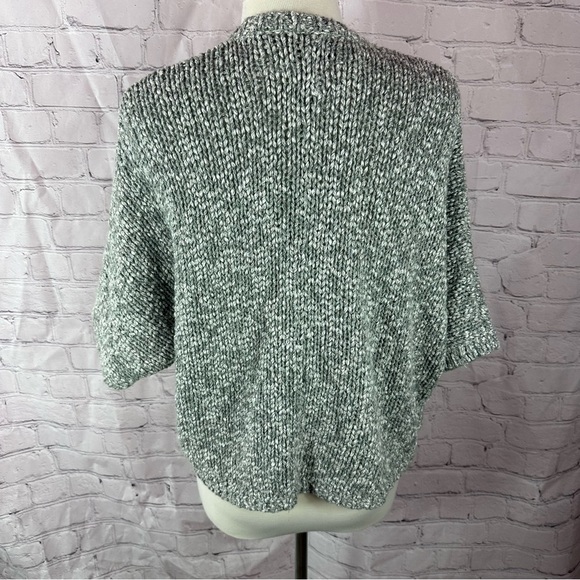 LOFT ann taylor heathered Gray Open-Front Cardigan cotton wool blend sz large - Picture 3 of 8